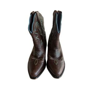 Smoky Mountain Boots Kids Brown Turquoise Leather Cowboy Boots 3631 C Size 12.5